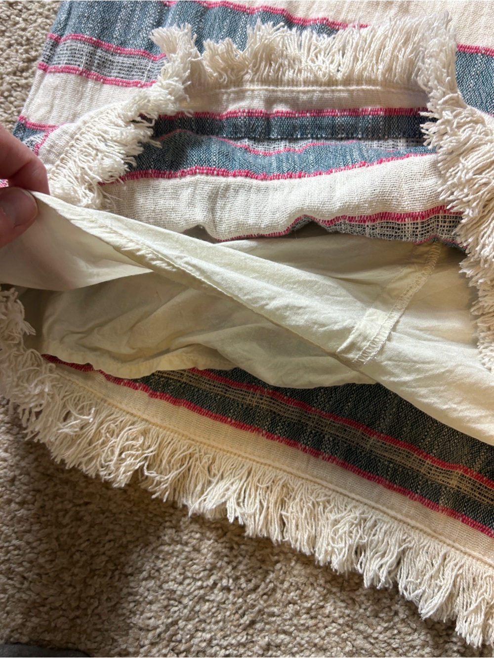 Holding Horses Anthropologie Women's Striped Fringe Sleeveless Shift Dress Boho - Picture 6 of 6